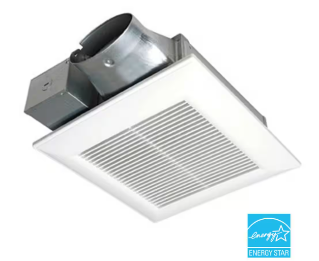 Panasonic WhisperValue DC Pick-A-Flow 50, 80 or 100 CFM Ceiling or Wall Low Profile Housing Depth Energy Star Bath Exhaust Fan