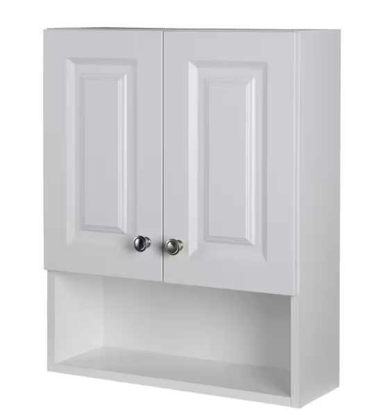 Glacier Bay Lancaster 21 in. W x 8 in. D x 26 in. H Surface-Mount Raised panel Bathroom Storage Wall Cabinet in White LAOJ25-WH