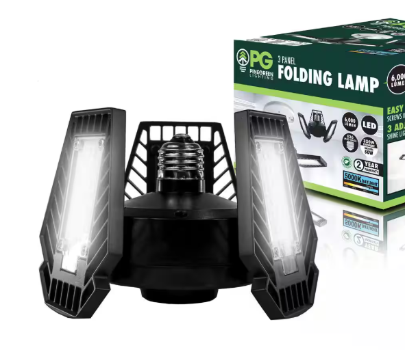 Pinegreen Lighting 350-Watt Equivalent 6,000 Lumens 3-Panel Foldable Garage LED Light Bulb E26 5000K CCT CL-BU-P60