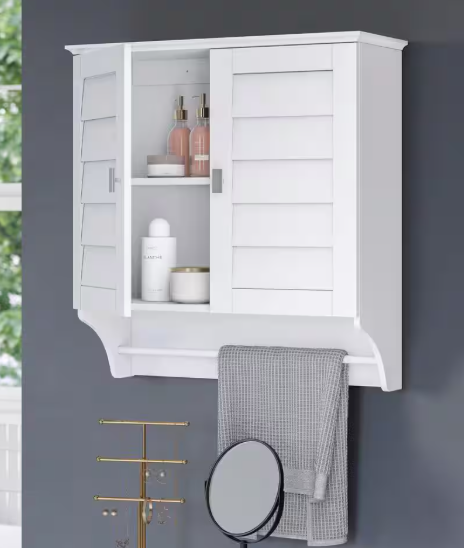 RiverRidge Home Brookfield 23.5 in. W x 8.9 in. D x 25.2 in. H 2-Door Bathroom Wall Cabinet Storage Medicine Cabinet in White 06-193