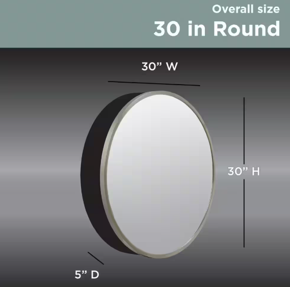 Glacier Bay 30 in. W x 30 in. H Round Brushed Nickel Medicine Cabinet with Mirror