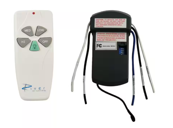 River of Goods 3-Speed Ceiling Fan Handheld Remote Control and Receiver Kit, White 19388