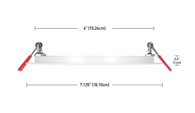 Commercial Electric Ultra Slim Integrated LED 6 in Round Adj Color Temp Canless Recessed Light for Kitchen Bath Living rooms, White 91477
