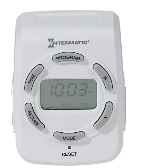 Intermatic 15 Amp 7-Day Indoor Plug-In Heavy-Duty Digital Timer with Two 3-Prong Plugs, White DT122K