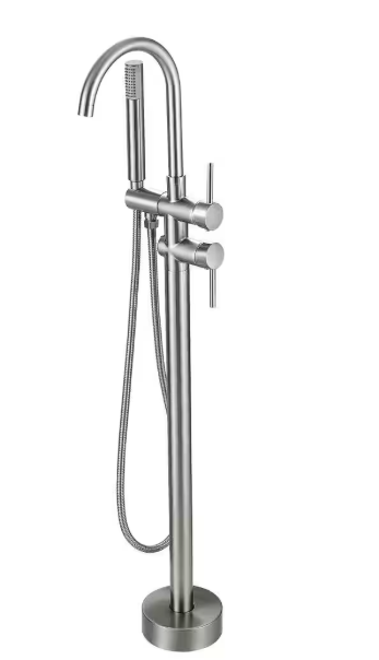 AKLFGN Waterfall Single-Handle Floor Mount Freestanding Tub Faucet Bathtub Filler with Hand Shower in. Brushed Nickel LDLT-001LS