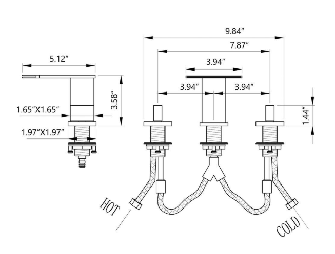 AIMADI 8 in. Widespread Double Handle Waterfall Bathroom Faucet with Valve 3-Hole Brass Bathroom Sink Taps in Matte Black BXL-MB-096