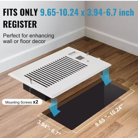 VEVOR 6 in. x 10 in. Register Booster Fan, Quiet Vent Booster Fan Fits Register Holes for Heating Cooling Smart Vent, White ZCZTQFSB610IN13HLV5