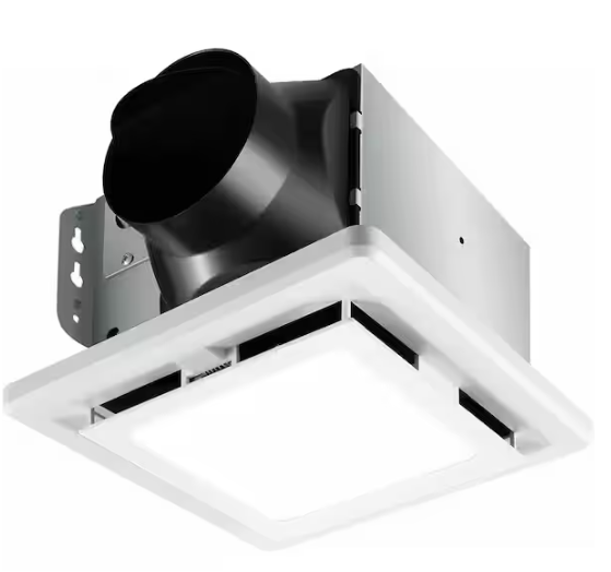 cadeninc 110 CFM Ceiling Mount Bathroom Exhaust Fan with Light, Low Noise and Matel Housing, White Plastic Grille