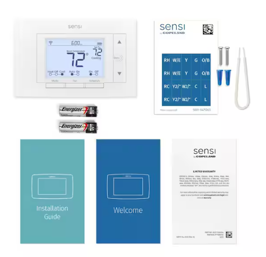 Emerson Sensi 7-day Programmable Wi-Fi Smart Thermostat, No C-Wire Required for Most Systems ST55