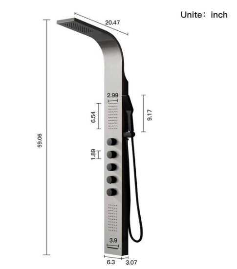 BWE 2-Jet Modern Shower Panel Tower System with Rainfall Shower Head, Tub Spout and Shower Wand in Black Nickel YTP23-BNK