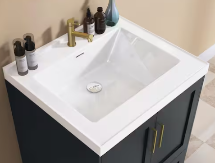 Getpro 36 in. W x 22 in. D Solid Surface in White Rectangular Single Sink Bath Vanity Top and Basin With 3 faucet holes GP-TS36-3K