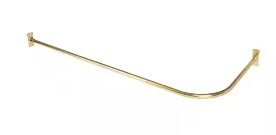 Utopia Alley Rustproof L-Shaped Corner Shower Curtain Rod, 68 in. Size by 28 in., Gold LR1GD