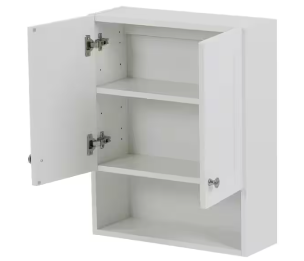 Glacier Bay Lancaster 21 in. W x 8 in. D x 26 in. H Surface-Mount Shaker Bathroom Storage Wall Cabinet in White B25X20334