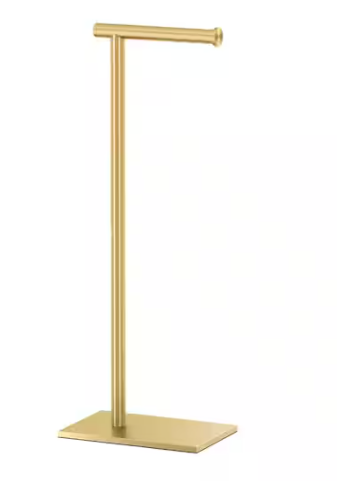 Gatco Latitude II Square Freestanding Toilet Paper Holder in Brushed Brass 1431B