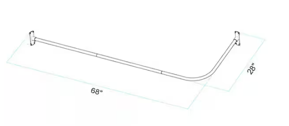 Utopia Alley Rustproof L-Shaped Corner Shower Curtain Rod, 68 in. Size by 28 in., Gold LR1GD