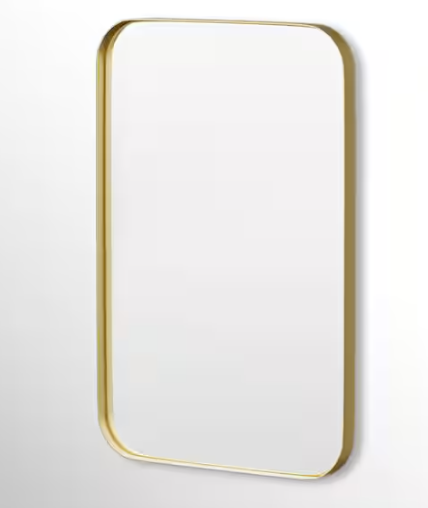 Hausvita 20 in. W x 30 in. H Rectangular Framed Tempered Glass Wall-Mounted Bathroom Vanity Mirror in Gold