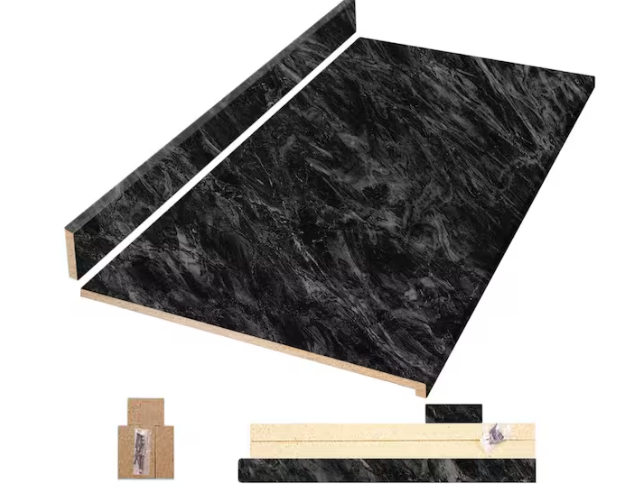 Hampton Bay 6 ft. Straight Laminate Countertop All-Inclusive Kit in Textured Sombra with Eased Edge and Loose Backsplash