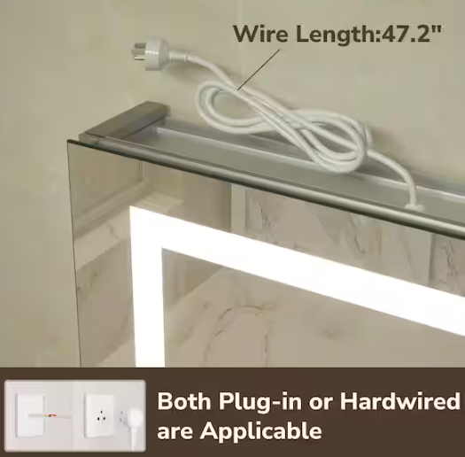KeonJinn 16 in. W x 24 in. H Rectangular Aluminum Surface Mount Medicine Cabinet with Mirror and 3 Color Lighted Modes, Anti-Fog HD-ZG-JG-4161