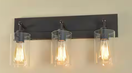 Regan 21 in. 3-Light Espresso Bronze Vanity Light with Clear Glass Shades