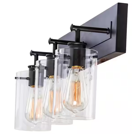 Regan 21 in. 3-Light Espresso Bronze Vanity Light with Clear Glass Shades