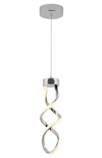 Artika - Swirl 13-Watt 1 Light Chrome Modern Integrated LED Mini Pendant Light Fixture for Kitchen Island