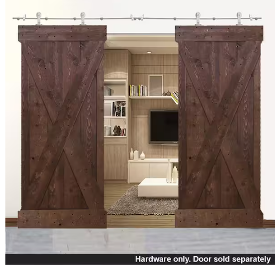 CALHOME 13 ft. Stainless Steel Style Sliding Barn Door Hardware Track (2-Set)