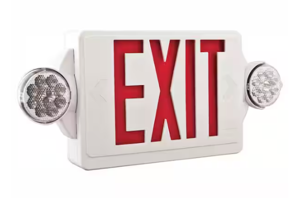 Lithonia Lighting Contractor Select LHQM Series 120/277-Volt Integrated LED White and Red Exit Emergency Combo W/9.6V BTRY