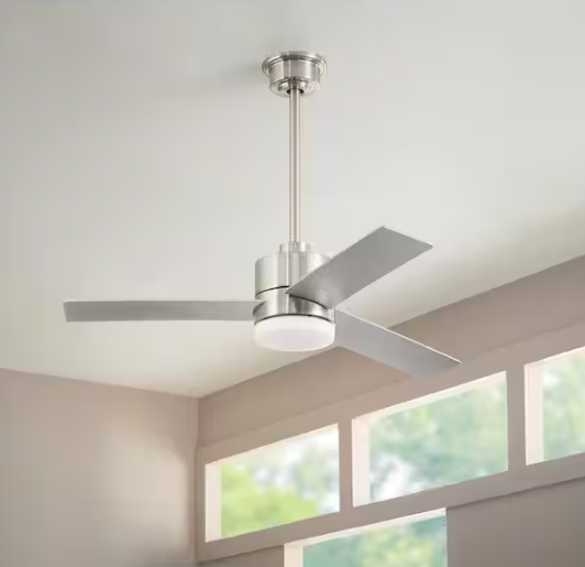 Hampton Bay- Madison 52 in. Indoor Brushed Nickel Ceiling Fan with Adjustable White Integrated LED with Remote Included