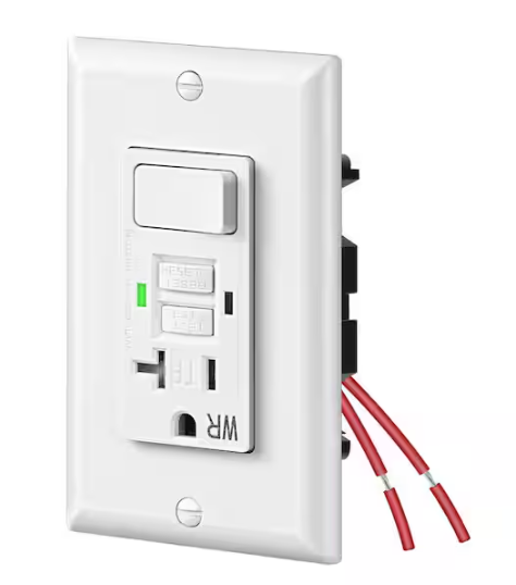 DEWENWILS White 20A GFCI Switch Outlet Combo, Tamper-Resistant, Weather Resistant, Self-Test with LED Indicator