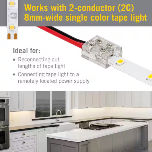Armacost Lighting 2 Pin LED Strip Light Screw Tape to Wire Connector