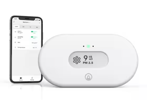 Airthings View Air Quality Battery-Operated Indoor Air Quality Monitor with Wi-Fi, for PM2.5, Humidity and Temperature