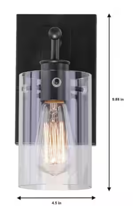 Hampton Bay Regan 4.5 in. 1-Light Espresso Bronze Bathroom Vanity Light with Clear Glass Shade