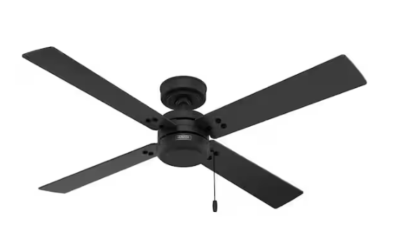 Hunter Midnight Prairie 52 in. Indoor/Outdoor Matte Black Standard Ceiling Fan