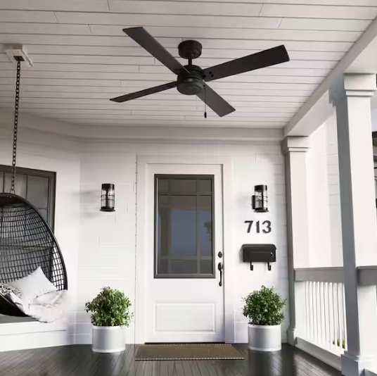 Hunter Midnight Prairie 52 in. Indoor/Outdoor Matte Black Standard Ceiling Fan