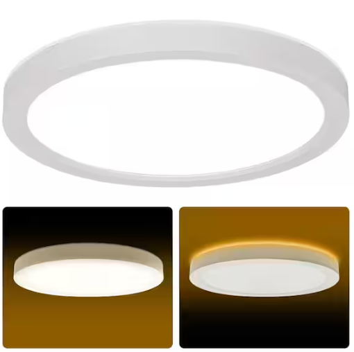 13 in. LED Flush Mount Ceiling Light with Night Light, 24W, 2400lm, 3000K/4000K/5000K Selectable