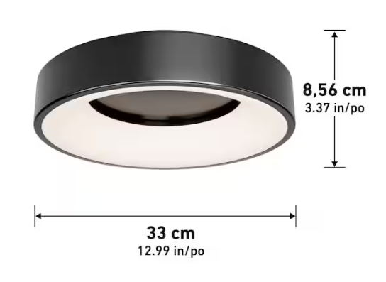 Artika- Aiden 13 in. 1-Light Modern Black Integrated LED 5 CCT Flush Mount Ceiling Light Fixture for Kitchen or Bedroom