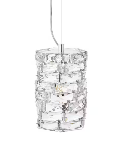 Home Decorators Collection- Keighley 1-Light Chrome and Crystal Mini Pendant Light Fixture