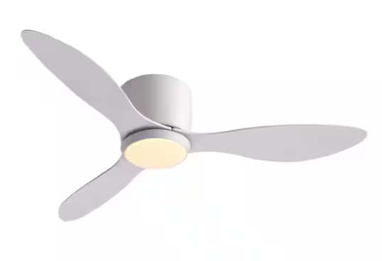 WDETR- 42 in. Smart Indoor White Low Profile 3 Blades Ceiling Fans with Lights with Remote Included