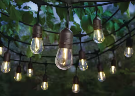 Hampton Bay- 24-Light 48 ft. Plug-in Indoor/Outdoor Edison Patio String Light with S14 Single Filament LED Bulbs