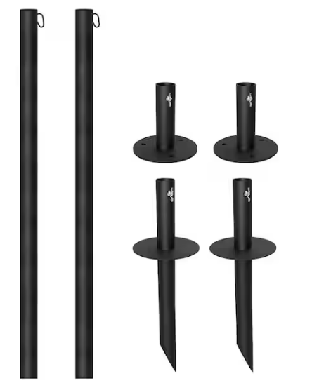 EXCELLO GLOBAL PRODUCTS Two 10 ft. String Light Poles, Black