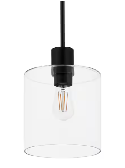 Hampton Bay Sutton Place 1-Light Matte Black Pendant
