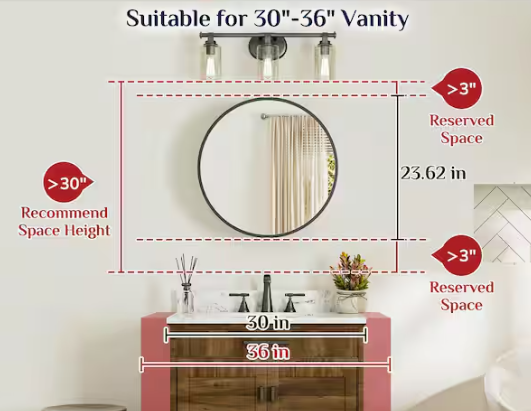 KeonJinn 24 in. W x24 in. H Round Black Metal Framed Surface Mount Medicine Cabinet with Mirror