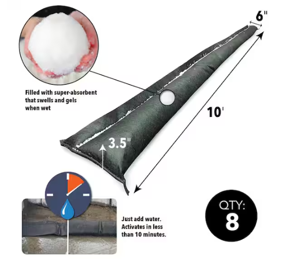 Quick Dam Water Activated 10 ft. Flood Barrier (8-Pack)