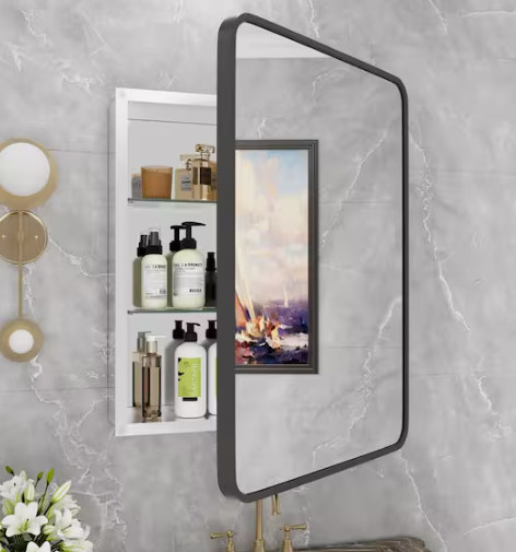 WallBeyond 22 in. W x 28 in. H Rectangular Aluminum Medicine Cabinet with Mirror