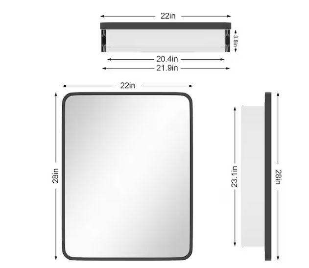 WallBeyond 22 in. W x 28 in. H Rectangular Aluminum Medicine Cabinet with Mirror