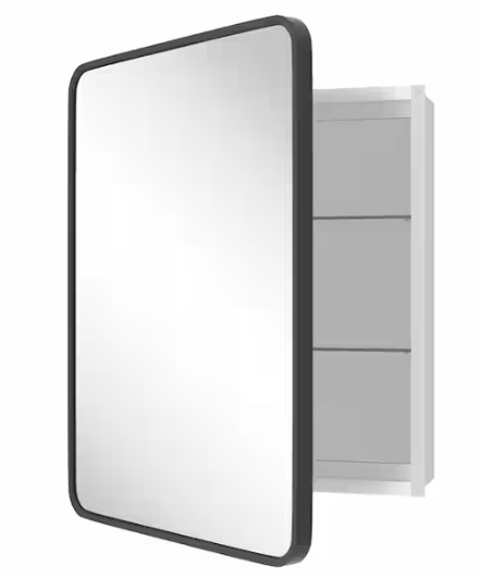 WallBeyond 22 in. W x 28 in. H Rectangular Aluminum Medicine Cabinet with Mirror