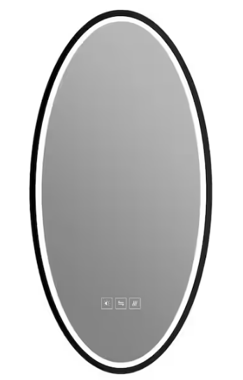 BWE 18 in. W x 35 in. H Large Oval Frameless Anti-Fog LED Light Dimmable Wall Bathroom Vanity Mirror in Silver