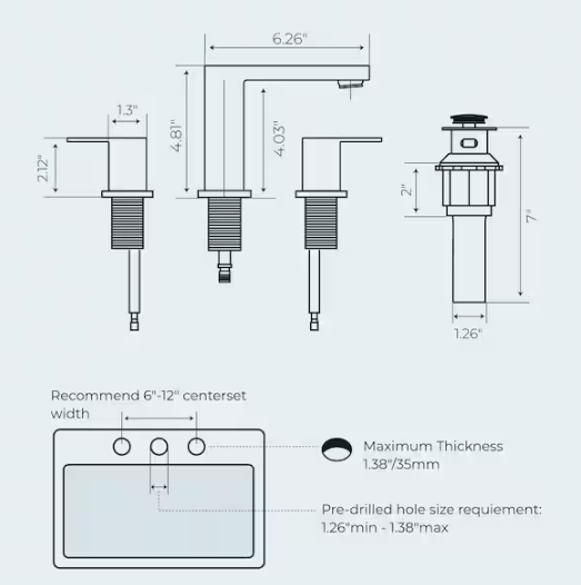 Forious pro 8 in. Widespread Double Handle Bathroom Faucet in Brushed Gold