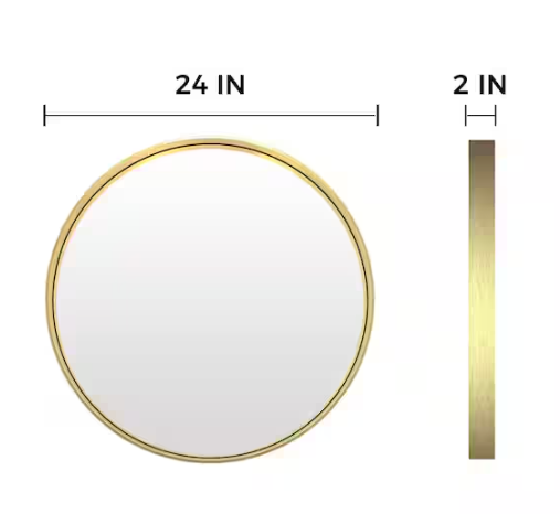 TETOTE 24 in. W x 24 in. H Round Mirror Framed Brass Gold Mirrors for Bathroom Wall Bathroom Vanity Mirror Over Sink
