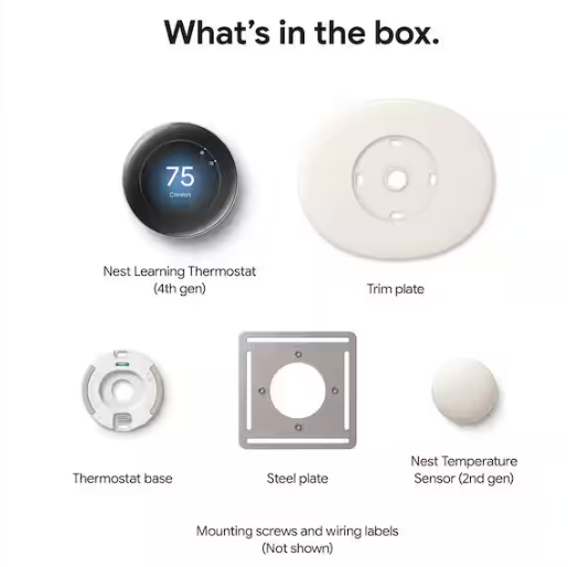 Google Nest Learning Thermostat (4th Gen) with Nest Temperature Sensor (2nd Gen) 2-Pack - Polished Obsidian